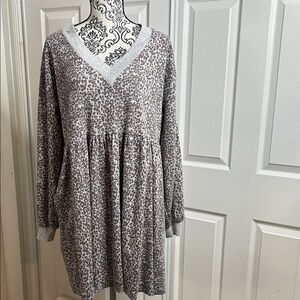 A Beautiful Soul By Altard State Blue Gray Brown Leopard Print Dress XL